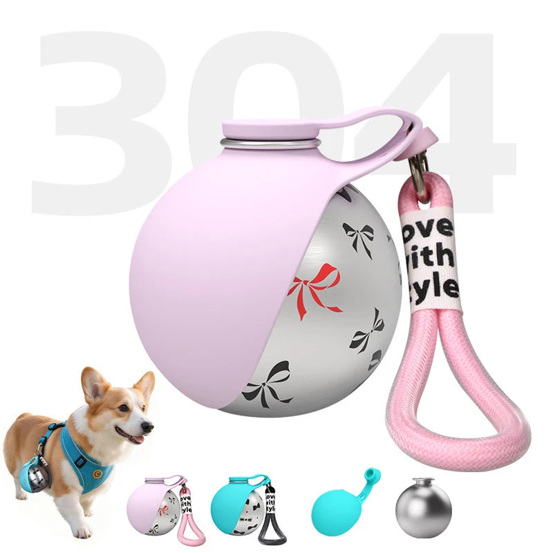 Stay Hydrated on the Go: Portable Stainless Steel Water Bottle for Dogs and Cats with Built-in Bowl