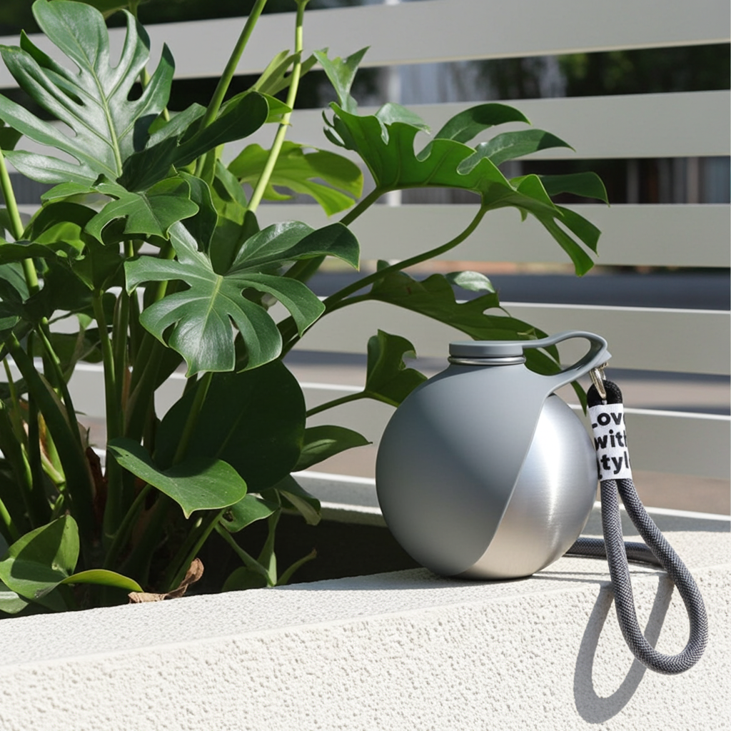 Bouteille d'eau portable pour animaux de compagnie avec gamelle intégrée – En acier inoxydable pour chiens et chats